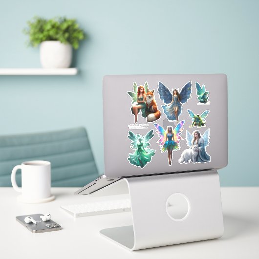 Fairies Sticker Sheet door Michaeline McDonald (Laptop op bureau)