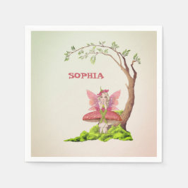 Fairies Theme Cute Birthday Pink Green Napkins Servet