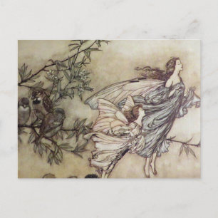 "Fairies Tiff with the Birds" van Arthur Rackham Briefkaart
