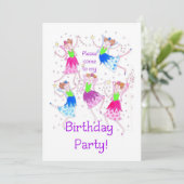 'Fairies' Uitnodiging voor verjaardagsfeestje (Staand voorkant)