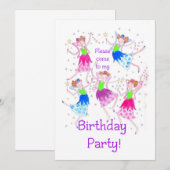 'Fairies' Uitnodiging voor verjaardagsfeestje (Voorkant / Achterkant)