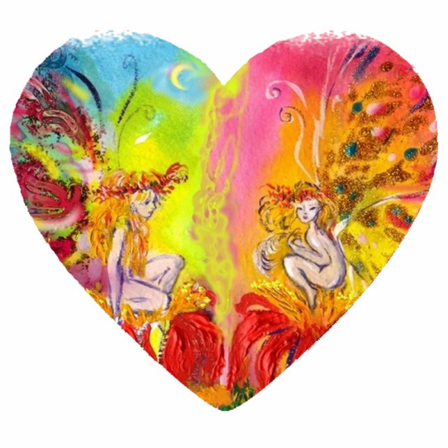 FAIRIES VAN DAWN-geel roze rood blauw Staand Fotobeeldje (Voorkant)