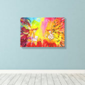 FAIRIES VAN DAWN, rood geel blauw paars Canvas Afdruk (Insitu (Houten vloer))