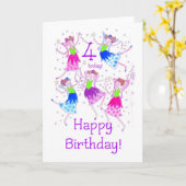 Fairies Verjaardag Kaart voor een 4-jarige (Gele Bloem)