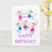 'Fairies' Verjaardag Kaart voor een nicht (Gele Bloem)