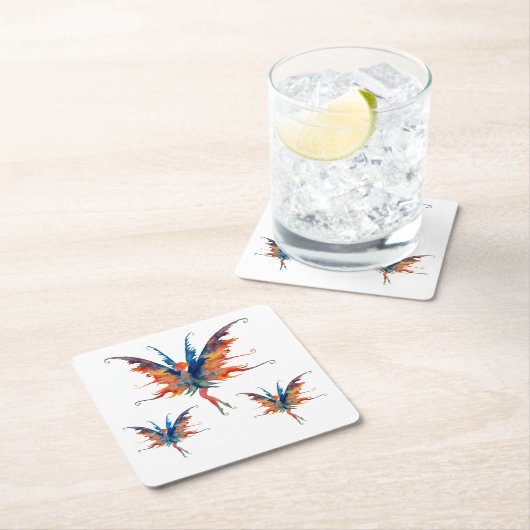 Fairies Waterverf Art Custom Square Onderzetters (Insitu)