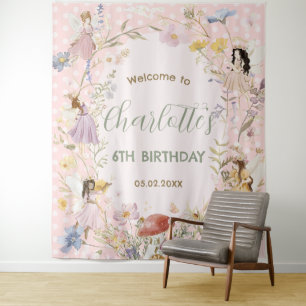 Fairies Wildflower Bloemen Meadow Verjaardag Welko Wandkleed