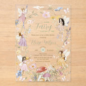 Fairies Wildflower Flower Meadow Baby shower Acryl Uitnodigingen (Voorkant)