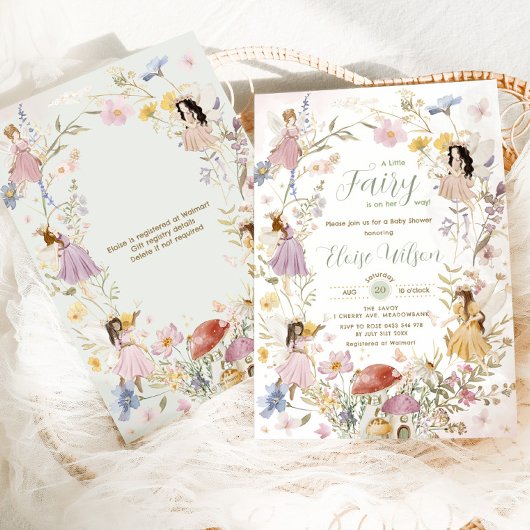 Fairies Wildflower Flower Meadow Baby shower Kaart