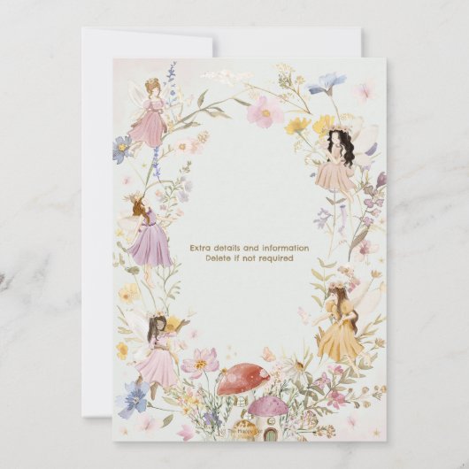 Fairies Wildflower Meadow Bloemen 1e Verjaardag Kaart (Achterkant)