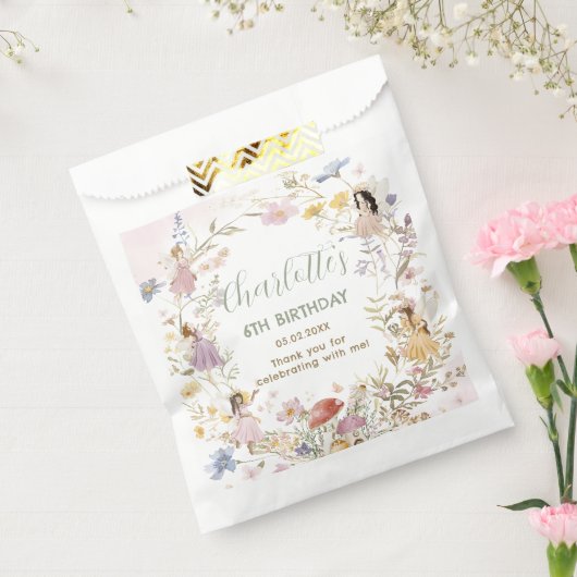 Fairies Wildflower Meadow Bloemen Verjaardag Bedankzakje (Gezegeld)