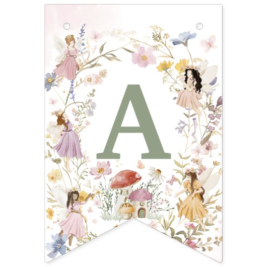 Fairies Wildflower Meadow Bloemen Verjaardag Garla Vlaggetjes (Tweede vlag)