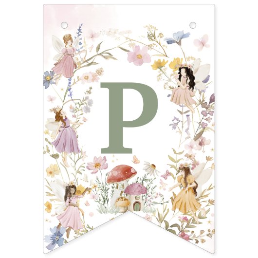 Fairies Wildflower Meadow Bloemen Verjaardag Garla Vlaggetjes (Derde vlag)