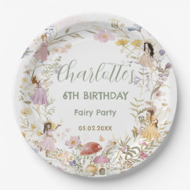 Fairies Wildflower Meadow Bloemen Verjaardag Papieren Bordje