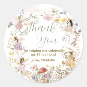 Fairies Wildflower Meadow Bloemen Verjaardag Ronde Sticker