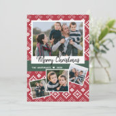 Fairisle Nordic Christmas Collage Feestdagenkaart (Staand voorkant)