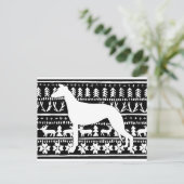 Fairisle Sighthound Christmas Linocut Briefkaart (Staand voorkant)