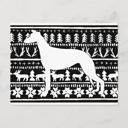 Fairisle Sighthound Christmas Linocut Briefkaart (Voorkant)