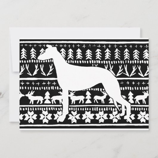 Fairisle Sighthound Christmas Linocut Kaart (Voorkant)