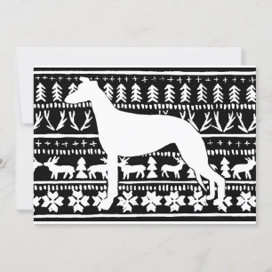 Fairisle Sighthound Kerstmis Linocut Kaart