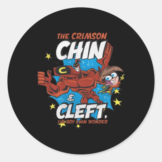 Fairly Oddouders Crimson Chin Cleft Ronde Sticker (Voorkant)