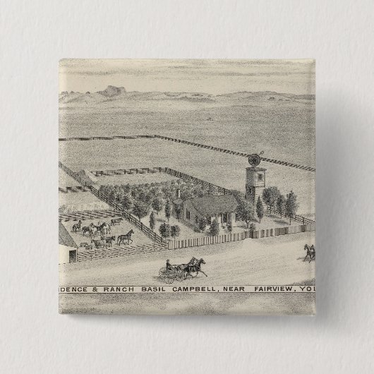 Fairview res, ranches vierkante button 5,1 cm (Voorkant)