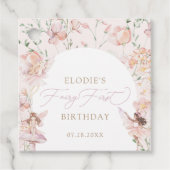 Fairy 1e roze bloemen meisjes verjaardag bedankjes labels (Voorkant)