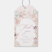 Fairy 1e roze bloemen meisjes verjaardag cadeaulabel (Voorkant)