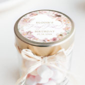 Fairy 1e roze bloemen meisjes verjaardag ronde sticker