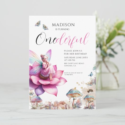 Fairy 1e verjaardag Enchanted Forest Kaart (Staand voorkant)