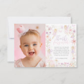 Fairy 1e Verjaardag Fairy First Party Foto Bedankkaart (Voorkant)