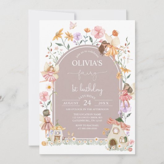 Fairy 1e verjaardag uitnodiging (Voorkant)
