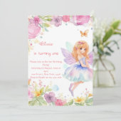 Fairy 1e verjaardag uitnodiging (Staand voorkant)