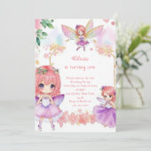 Fairy 1e verjaardag uitnodiging (Staand voorkant)