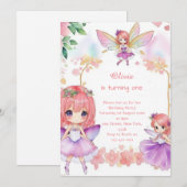 Fairy 1e verjaardag uitnodiging (Voorkant / Achterkant)