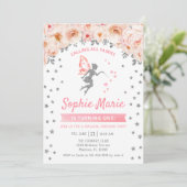 Fairy 1e verjaardag - Zilver Roze Kaart (Staand voorkant)