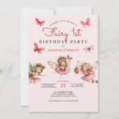 Fairy 1e verjaardagsfeestje kaart (Voorkant)