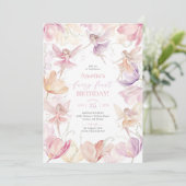 Fairy 1st Birthday Fairy Party Pink Peach Purple Kaart (Staand voorkant)