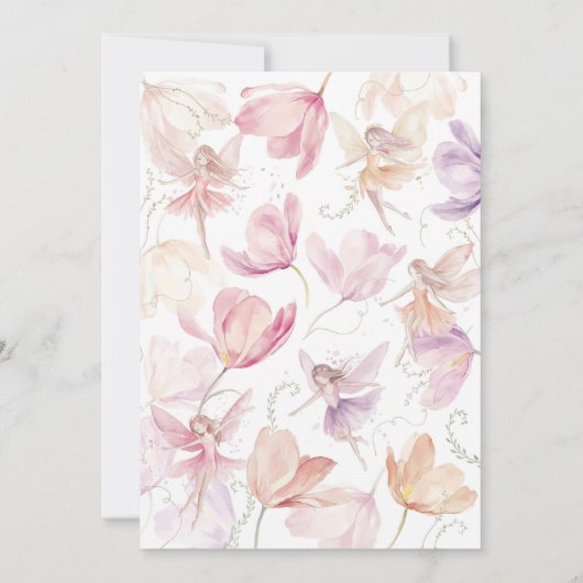 Fairy 1st Birthday Fairy Party Pink Peach Purple Kaart (Achterkant)