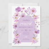 Fairy 1st Birthday Fairy Purple Girls Party Kaart (Voorkant)