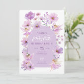 Fairy 1st Birthday Fairy Purple Girls Party Kaart (Staand voorkant)