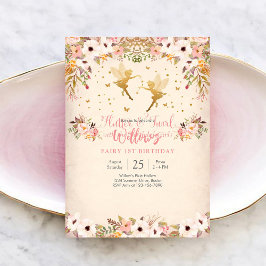 Fairy 1st Birthday Invitation Kaart