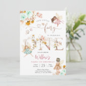 Fairy 1st Birthday Invitation Kaart (Staand voorkant)