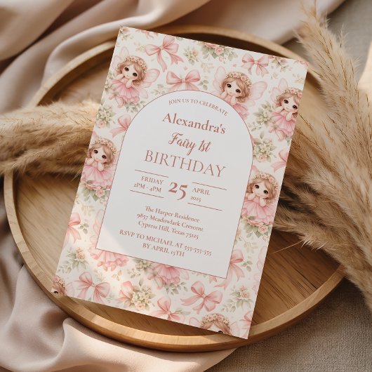 Fairy 1st Birthday Whimsical Garden Kaart