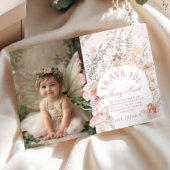 Fairy 1st Birthday Whimsical Photo Thank you Card Kaart
