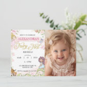 Fairy 1st eerste verjaardag meisje foto bos kaart (Staand voorkant)