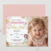 Fairy 1st eerste verjaardag meisje foto bos kaart (Voorkant / Achterkant)