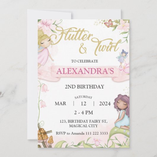 Fairy 2e 3e 4e 5e 6e Verjaardag Bos Paddestoel Kaart (Voorkant)