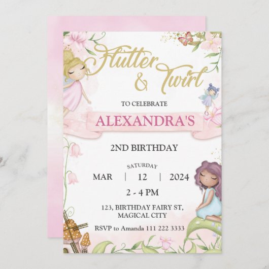 Fairy 2e 3e 4e 5e 6e Verjaardag Bos Paddestoel Kaart (Voorkant / Achterkant)