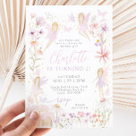Fairy 2e verjaardag Invitation Flutter and Twirl Kaart<br><div class="desc">Flutter en Twirl - Een schattige verloofde met de tweede verjaardag van je meisjes op het tweede verjaardagsfeestje. Ons ontwerp kenmerkt de sloppenwijken van de waterverf,  roze en paarse bloemen,  vlinders en een elegante manuscriptdoopvont die dit het meest cutste tweede verjaardagsthema maken. Kan voor elke leeftijd worden gebruikt!</div>